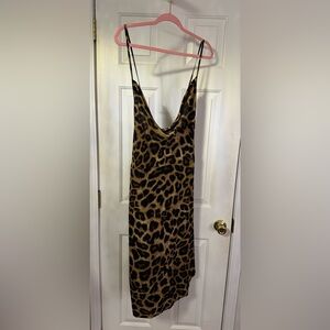 SHEIN Leopard Print Brown and Black Cowl Neck Dress